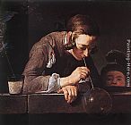 Jean Baptiste Simeon Chardin Famous Paintings - The Soap Bubble